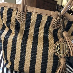 Henri Bendel straw striped tote
